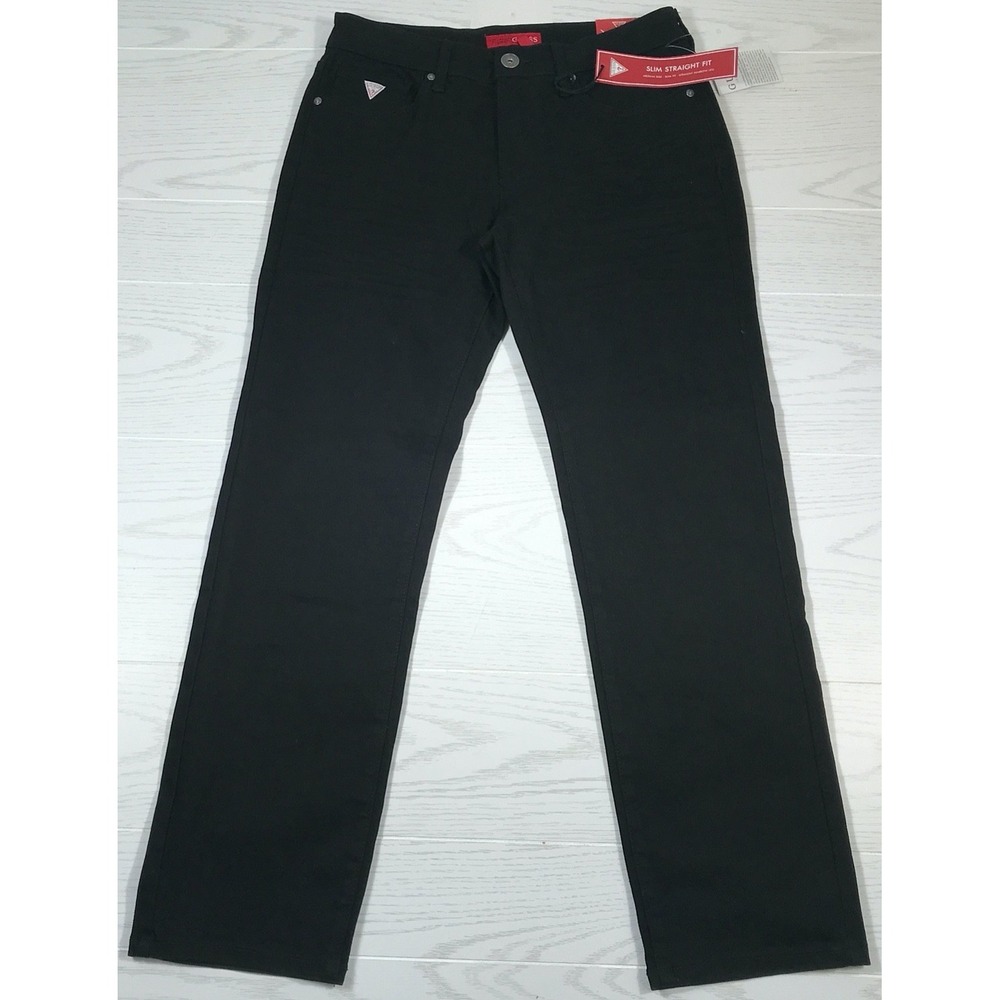 Guess Lincoln Slim Straight Jeans Men 30x30 Black Mid Rise Cotton Blend Goth New